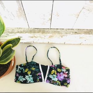 Lands End floral bikini top